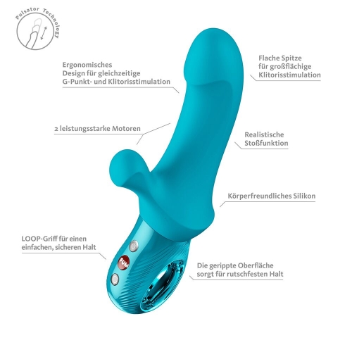 Пульсатор для точки G с отростком для клитора голубого цвета Fun Factory Bi Stronic Curve - 8