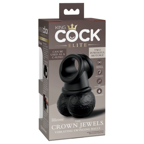 Насадка для страпона мошонка с вибрацией черная Pipedream King Cock Elite - 6