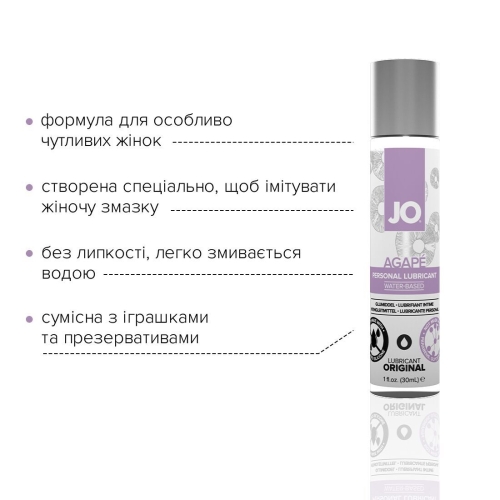 Лубрикант на водній основі System JO AGAPE-ORIGINAL (30 мл) імітація жіночого мастила-ніжне ковзання(Систем Джо) - 3