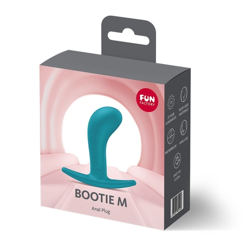 Анальная пробка с тонким ограничителем бирюзовая Fun Factory BOOTIE размер M - 4