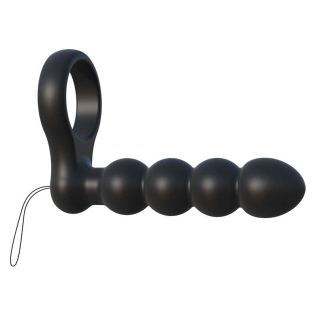 Вибронасадка на член для двойного проникновения черного цвета Pipedream C Ringz Remote Control Double Penetrator Dildo