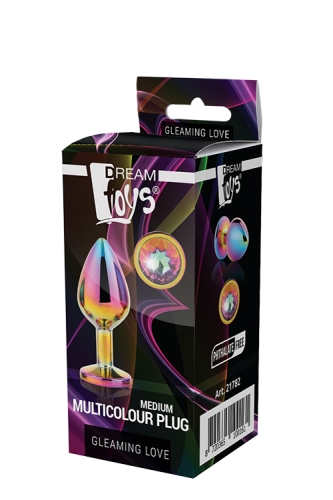Анальная пробка радужная с радужным камнем 8,3 х 3,4 см Dream Toys Gleming Love - 2
