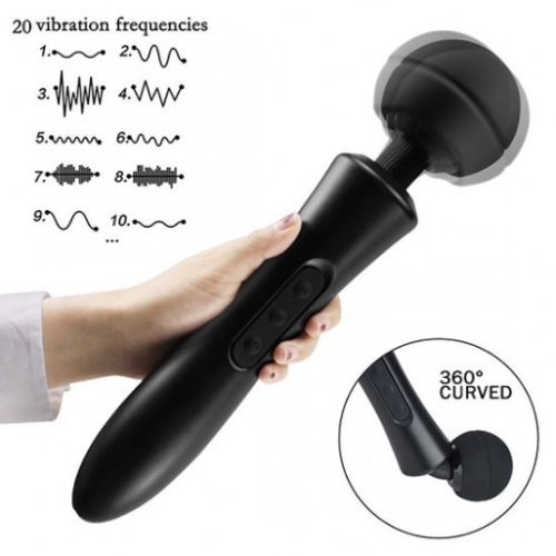 Вібромасажер Ванд у формі мікрофону Пульсатор чорного кольору Boss series Massager Ultra Powerful - 6