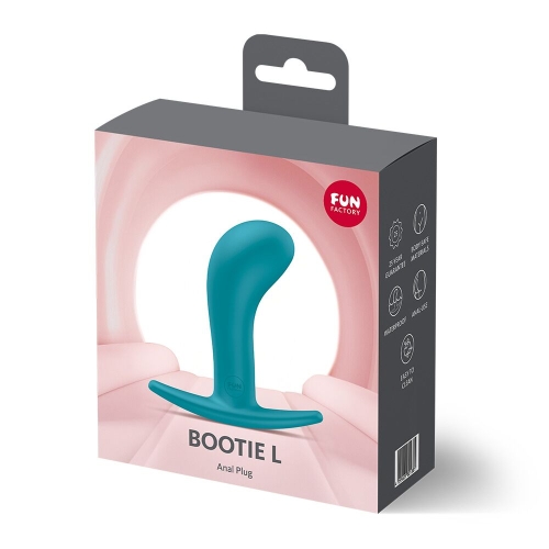 Анальная пробка с тонким ограничителем бирюзовая Fun Factory BOOTIE размер L - 7