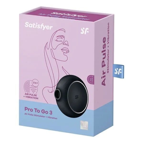Вакуумный клиторальный стимулятор черного цвета Satisfyer Pro To Go 3 - 6