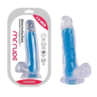 Фаллоимитатор светящийся на присоске Glow-in-the-Dark Dong Mr. Rude 7.9 голубой