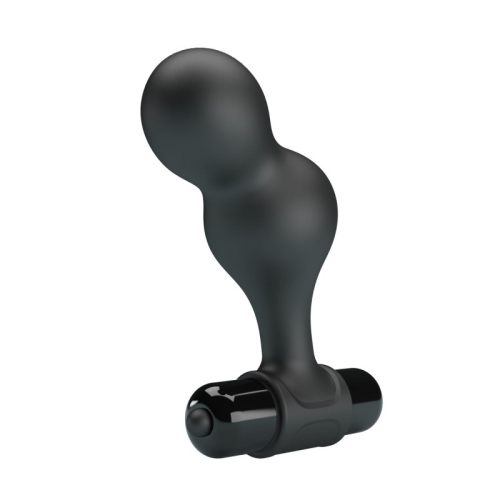 Анальный вибратор изогнутой формы силиконовая черная Mr Play Vibrating Anal Plug - 3
