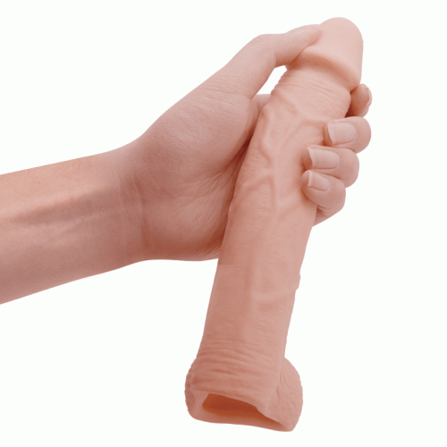 Подовжуюча реалістична насадка на пеніс тілесного кольору BAILE SEX TOYS BIG MAN - 9