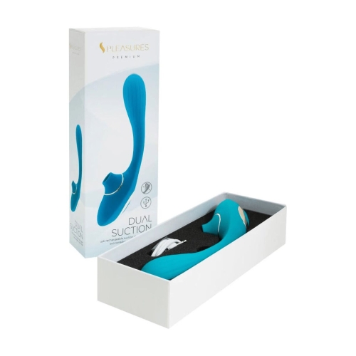 Двойной вибратор для точки G и клитора с вакуумом бирюзовый S Pleasures Dual Suction - 4