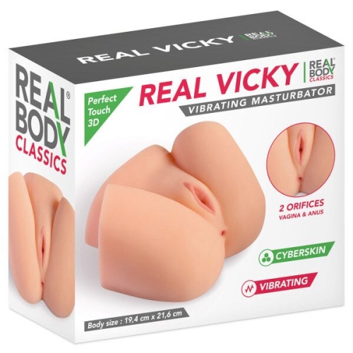 Мастурбатор полуторс анус и вагина с вибрацией телесного цвета Real Body Vicky - 3