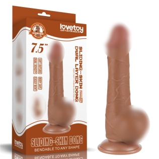 Фаллоимитатор на присоске реалистичный Sliding Skin Dual Layer Dong 7.5 коричневый длина 132 мм