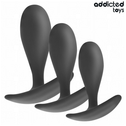 Набір анальних пробок чорних силіконових Addicted Toys Set Of 3 Anal Plug Silicone модель 2 3 штуки - 2