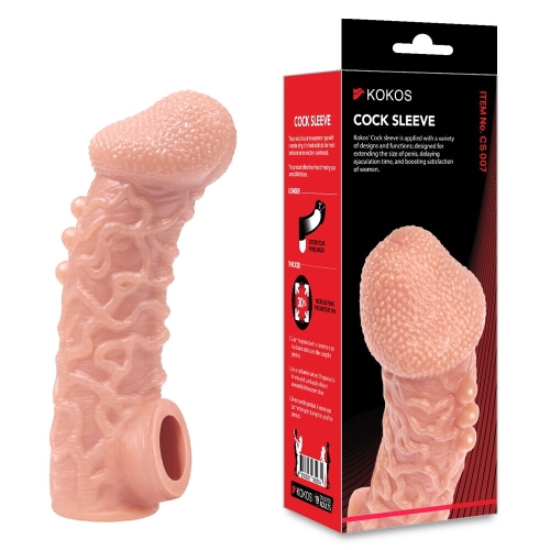 Насадка на член з отвором для мошонки тілесного кольору Kokos Cock Sleeve CS 007 розмір M - 3