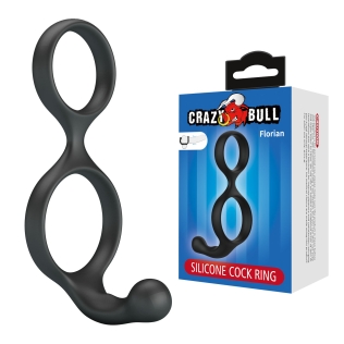 Двойное эрекционное кольцо на член силиконое черное LYBAILE Crazy Bull Florian 