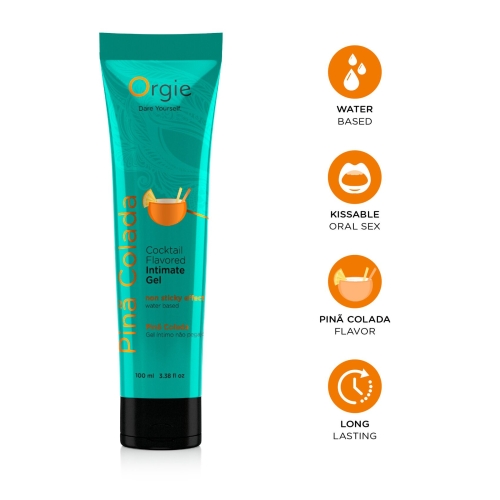Оральный лубрикант со вкусом коктейля Пина Колада на водной основе Orgie Lube Tube Pina Colada 100 мл - 3