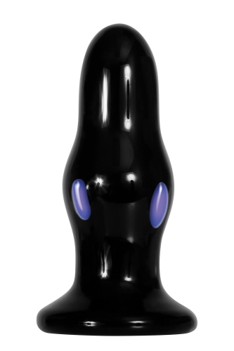 Анальна скляна вібропробка чорного кольору Adam &amp;amp; Eve Rear rocker vibrating glass anal plug - 3
