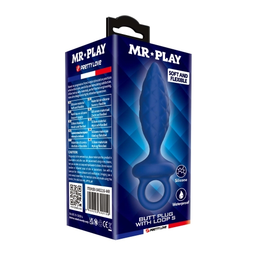 Анальная пробка с кольцом синяя LYBAILE MR.PLAY размер S - 8