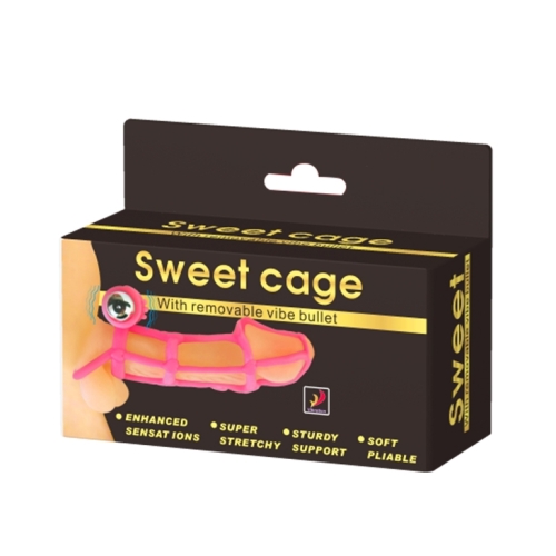 Ажурна насадка на пеніс із вібрацією BAILESWEET CAGE рожева - 11
