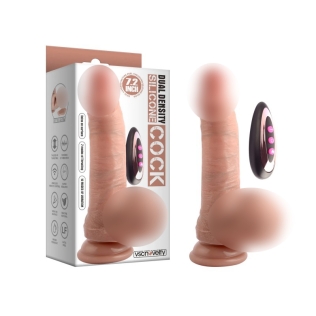 Вибратор реалистичный на присоске с пультом ДУ Dual-Layered Nature-Feel Thrusting Silicone Dildo 7.2 телесный