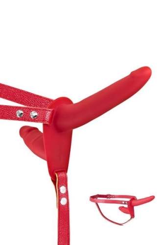 Подвійний страпон червоного кольору Fetish Tentation Strap-On - 1