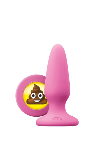 Анальная силиконовая пробка розового цвета с заглушкой смайликом NS Novelties Mojis ily sht medium - 1