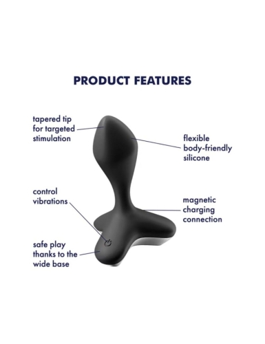 Силіконова анальна пробка з вібростимуляцією чорна Satisfyer Game Changer - 4