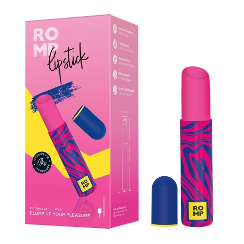 Вакуумний кліторальний стимулятор у формі помади рожевого кольору Romp Lipstick - 6
