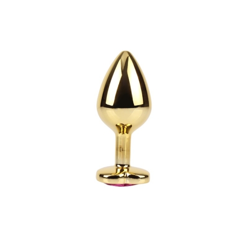 Анальна пробка золота з рожевим каменем Rosy Heart Gem Plug Medium - 2