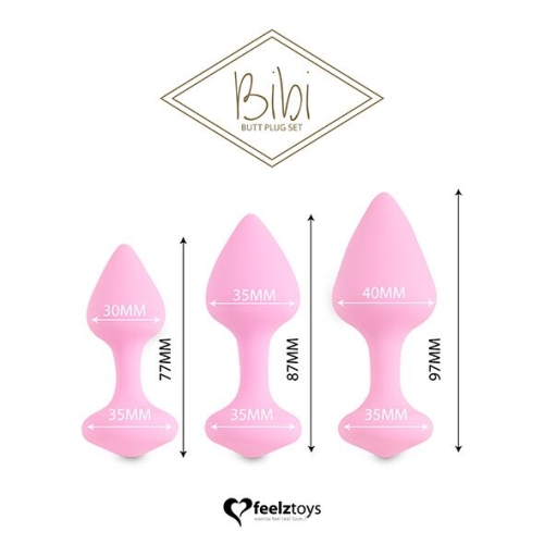Набір силіконових анальних пробок рожеві FeelzToys Bibi Butt Plug - 2