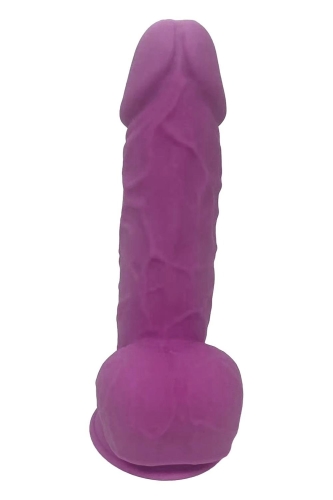 Фалоімітатор із мошонкою на присосці термопластичний фіолетовий Dream Toys Real Love - 3