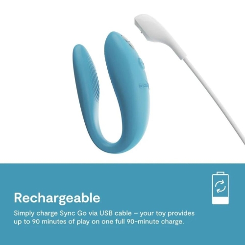 Смарт вибратор для пар силиконовый голубого цвета We Vibe Sync Go Light - 11