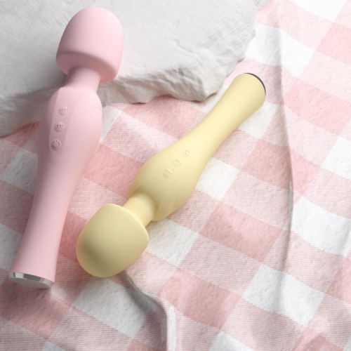 Вібратор ванд у вигляді мікрофона для клітора жовтий Drywell Ultra-long life battery AV Wand Massager Blossom - 3