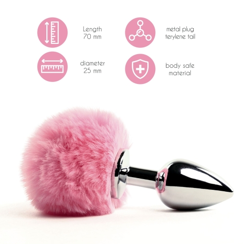 Анальная пробка с заячим хвостиком FeelzToys розовый - 2