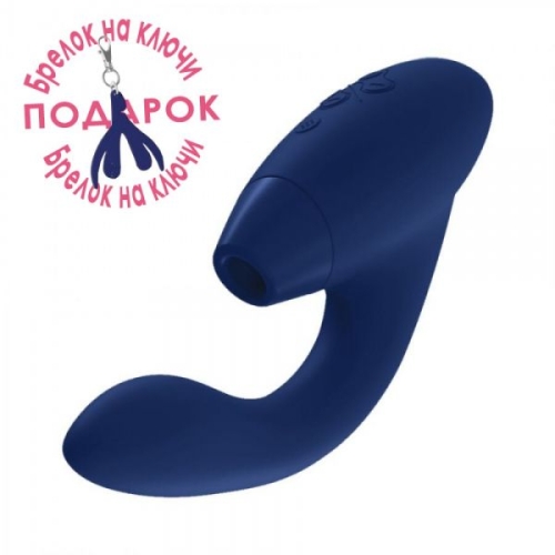 Вагинальный вибратор с вакуумной стимуляций клитора синий Womanizer Duo - 3