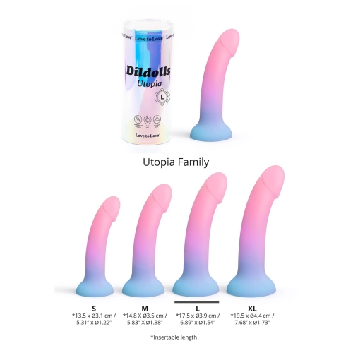Насадка для страпону на присосці з кольоровим градієнтом Love To Love Dildolls Utopia розмір L - 4