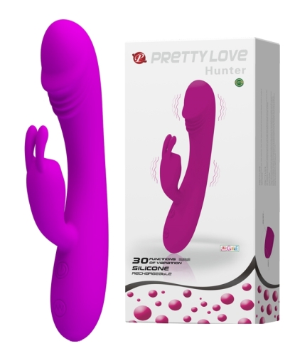 Вібратор із відростком для клітора фіолетового кольору PRETTY LOVE HUNTER - 1