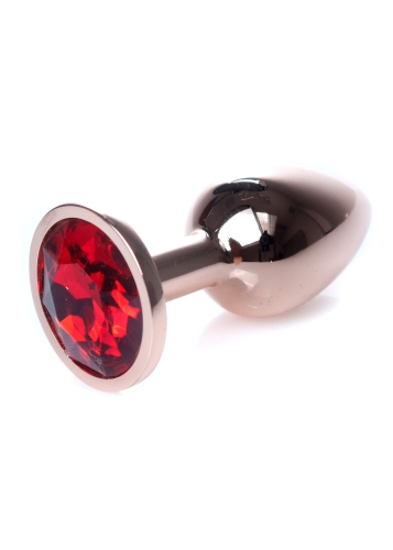 Анальна пробка золотистого кольору з червоним камінчиком Boss series Boss of toys Jewellery розмір S - 3