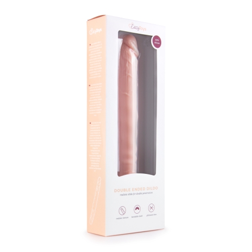 Двухсторонний фаллоимитатор реалистичный бежевого цвета EasyToys - 4