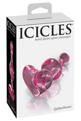 Анальна скляна пробка серця рожевого кольору Pipedream Icicles 75 - 1