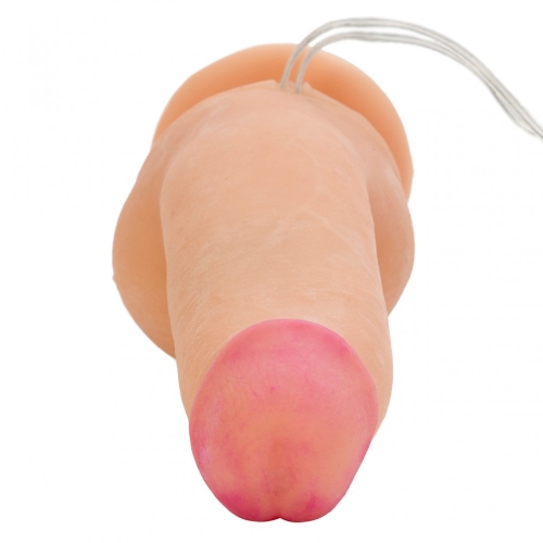 Вибратор большой реалистичный на присоске бежевого цвета с пультом ДУ California еxotic novelties Max Vibrating Cock &amp;amp; Balls - 2