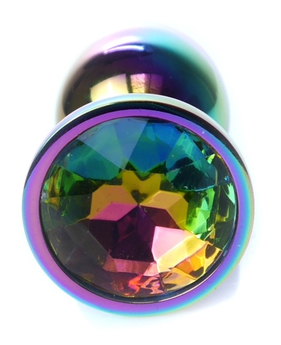 Анальная пробка с камушком радужного цвета Boss of toys Boss Series Jewellery Multicolour Plug Clear размер S - 2