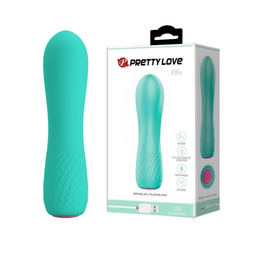 Вібратор водонепроникний силіконовий Pretty Love ELFIN BI-014546 зелений - 1