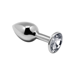 Металева анальна пробка з прозорим стразом Alive Mini Butt Plug m розмір