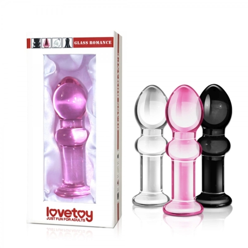 Анальная стеклянная пробка розового цвета Lovetoy Romance длина 115 мм - 2