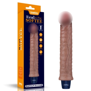 Реалістичний вібратор Lovetoy Real Softee Rechargeable Silicone Vibrating Dildo 9.5 коричневий