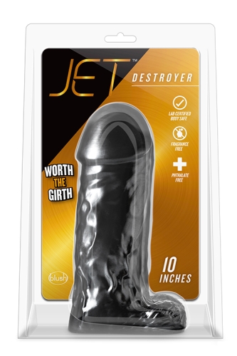 Фалоімітатор 20/8 см реалістик чорний гігант JET DESTROYER CARBON - 2