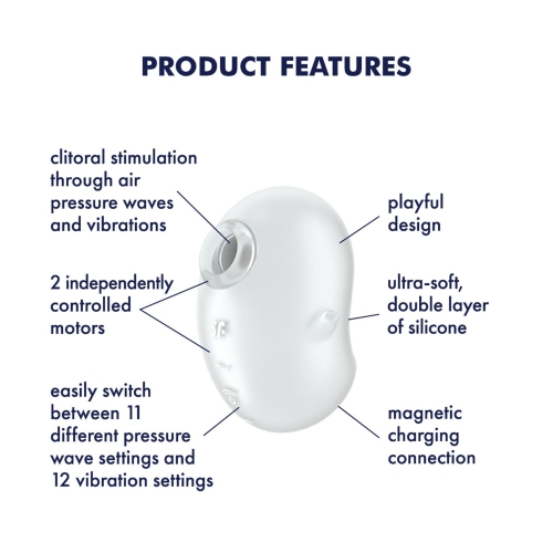 Вакуумный клиторальный стимулятор с вибрацией белого цвета Satisfyer Cutie Ghost - 3