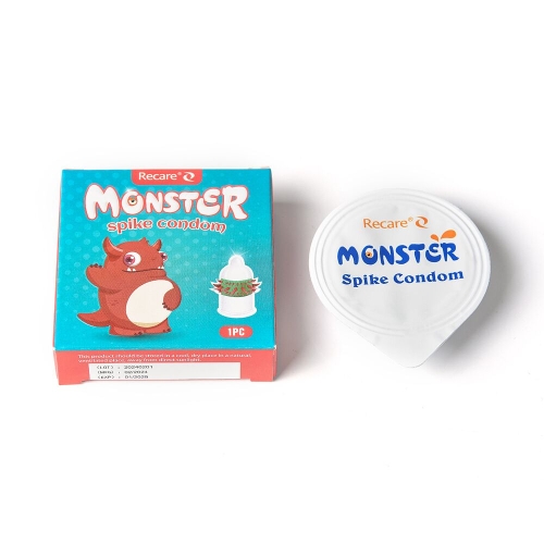 Презерватив прозрачный с рядами шипов Recare Monster Spike Condom - 4