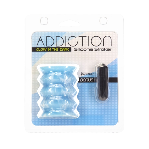 Мастурбатор у віброкуль для чоловіків силіконовий синій Addiction Reversible Stroker - 10