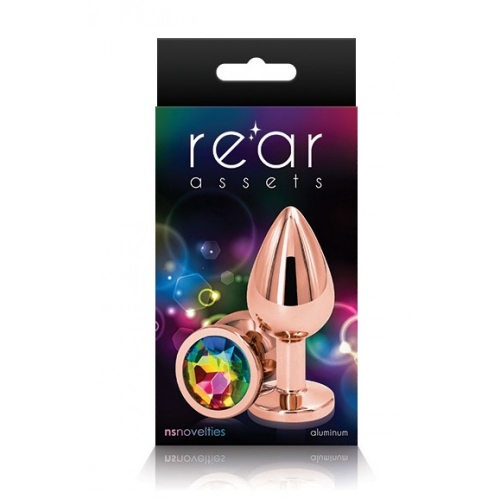 Анальний затор золотистого кольору з райдужним каменем Ns Novelties Rose gold small - 2